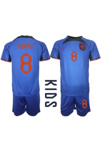 Fotbalové Dres Holandsko Cody Gakpo #8 Dětské Venkovní Oblečení MS 2022 Krátký Rukáv (+ trenýrky)